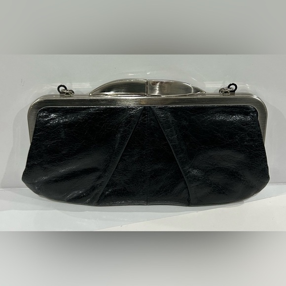 HOBO Black Leather Clutch with Silver Chain handbag - Picture 4 of 7